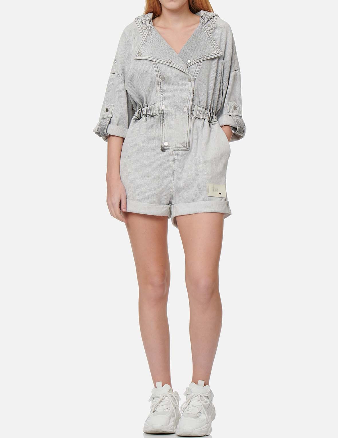 Open-Back Knit Denim Jumpsuit - 5