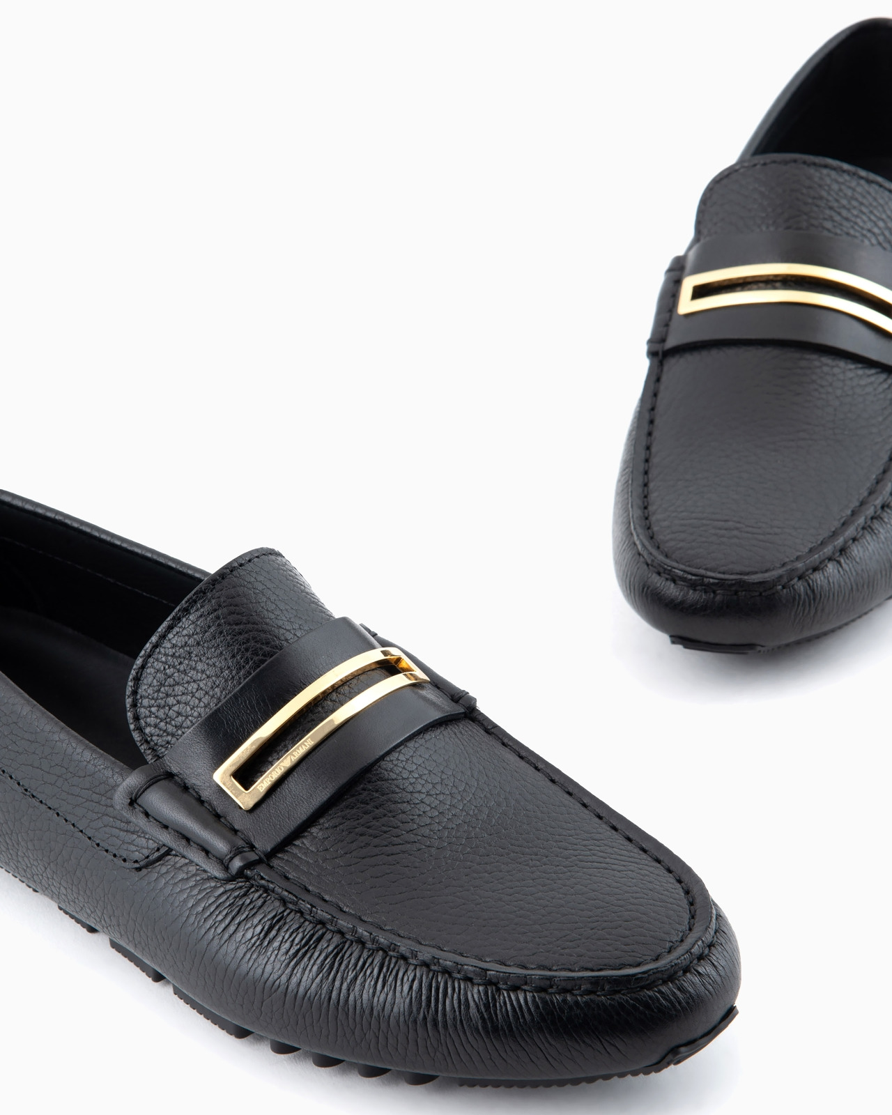 Pebbled leather driving loafers with stirrup bar - 5