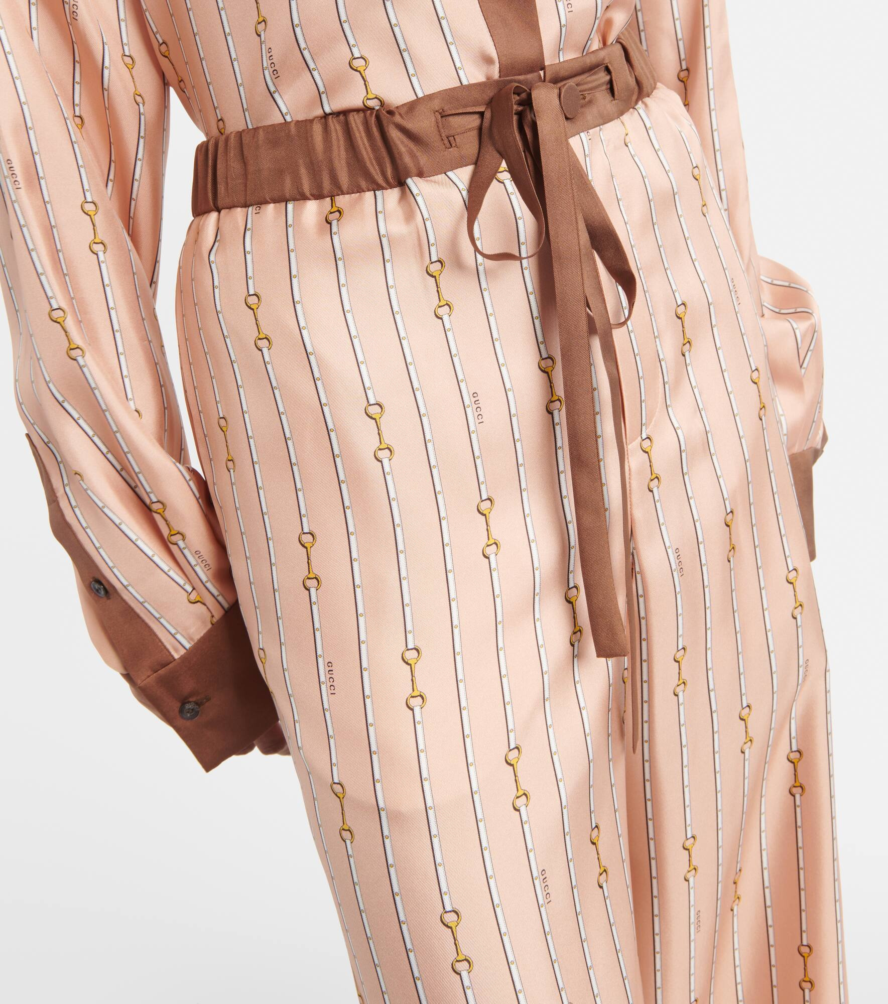 Horsebit high-rise silk palazzo pants - 4
