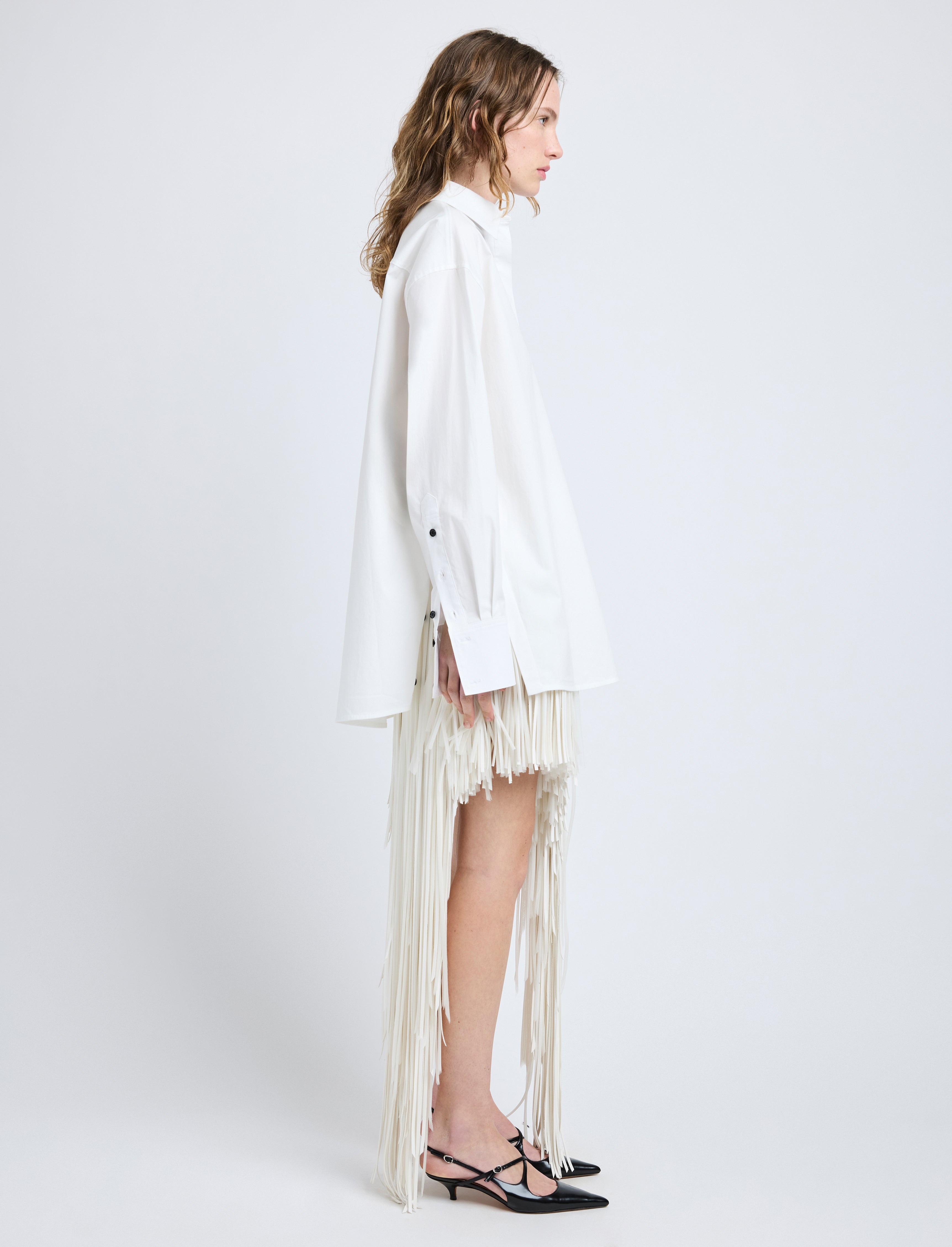 Phia Skirt in Leather Silk Fringe - 3