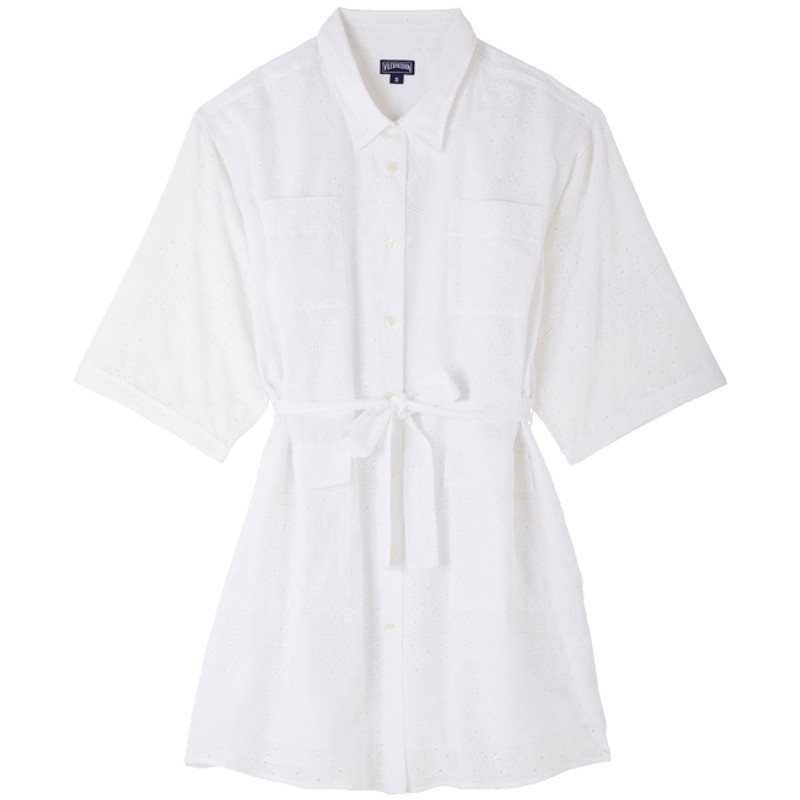Women Cotton Shirt Dress Broderies Anglaises 1