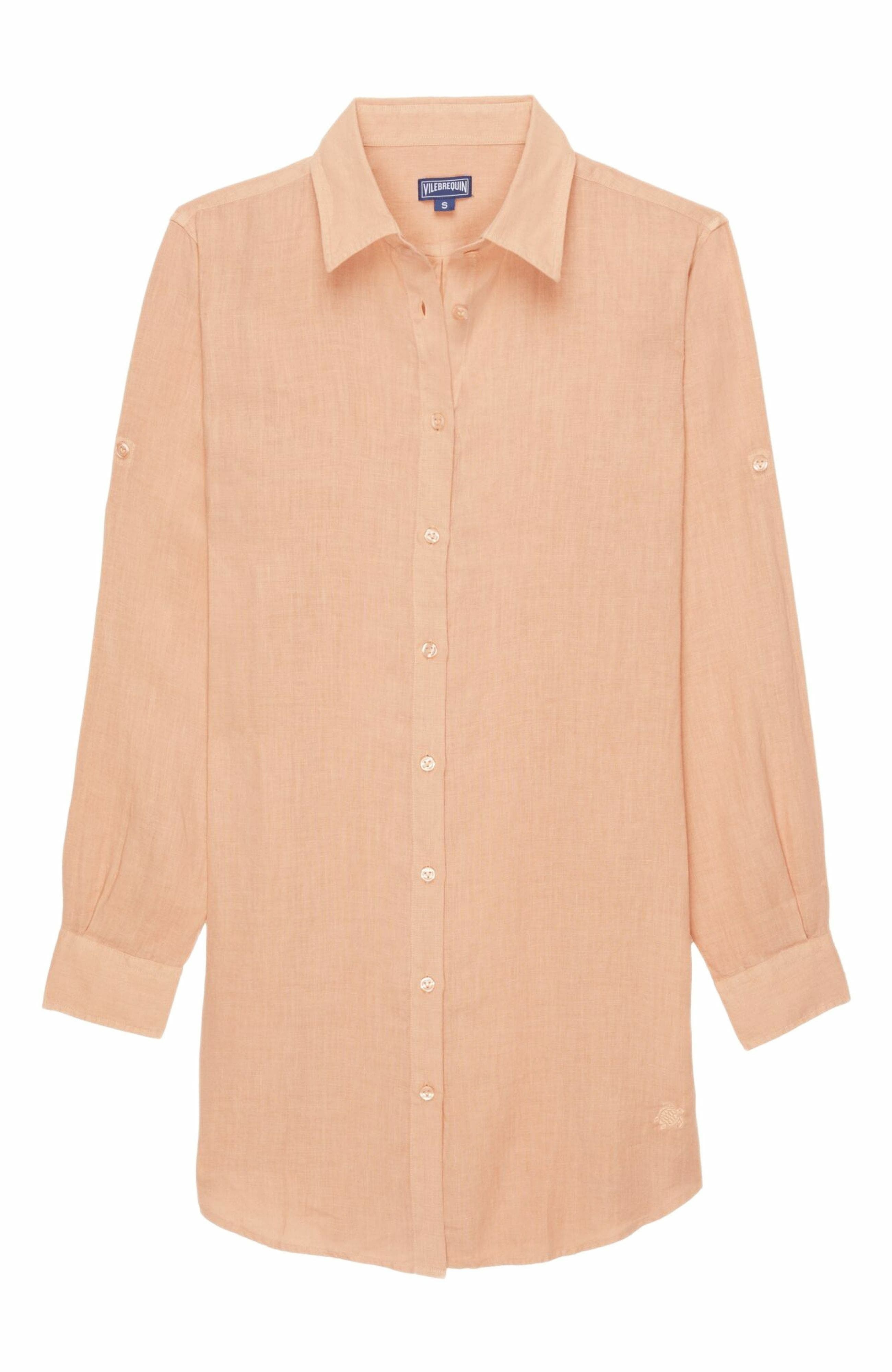 Vilebrequin Women's Solid Linen Shirt Dress in Blush at Nordstrom - 2