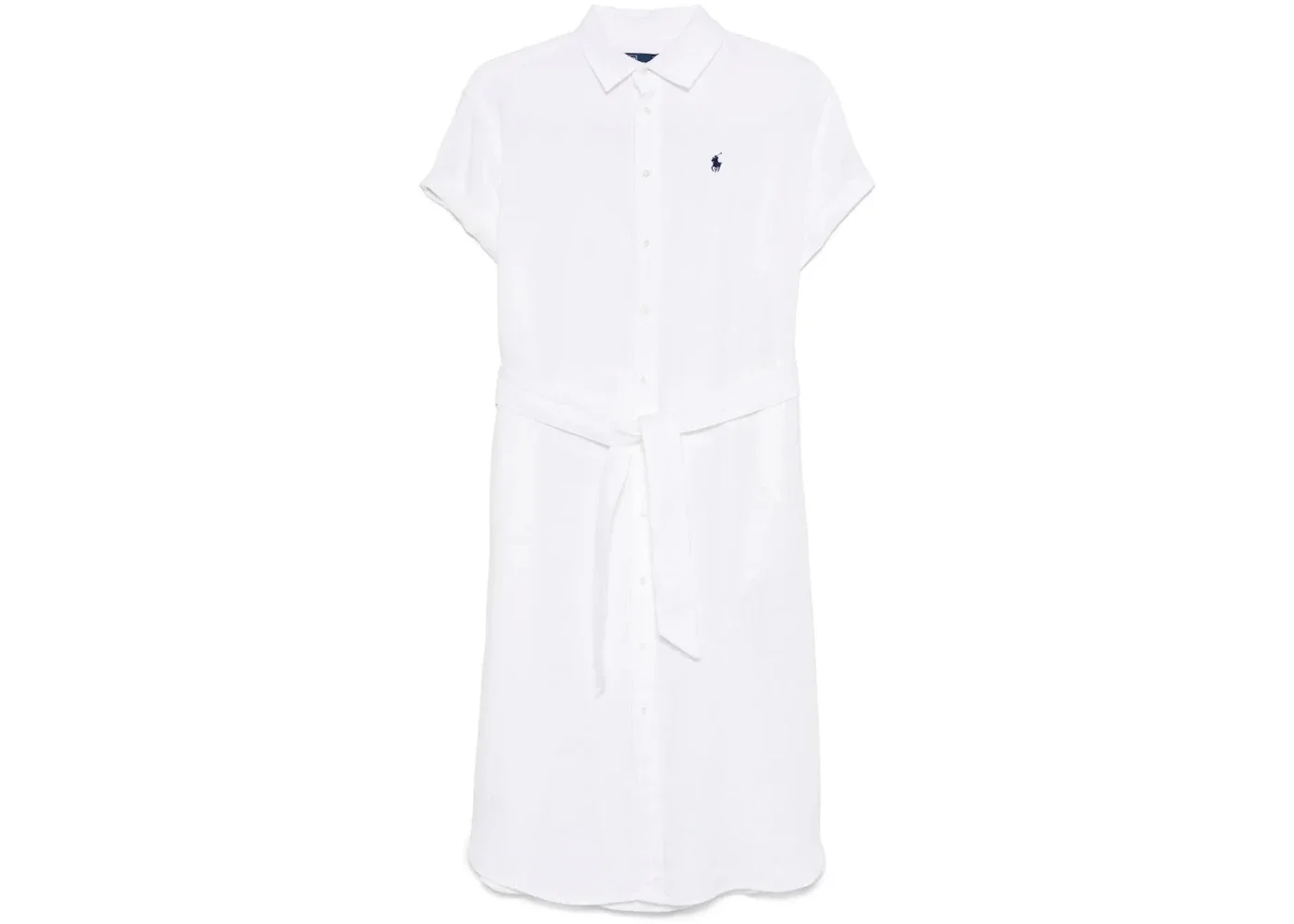 Polo Ralph Lauren Oxford Belted Midi Dress White - 1
