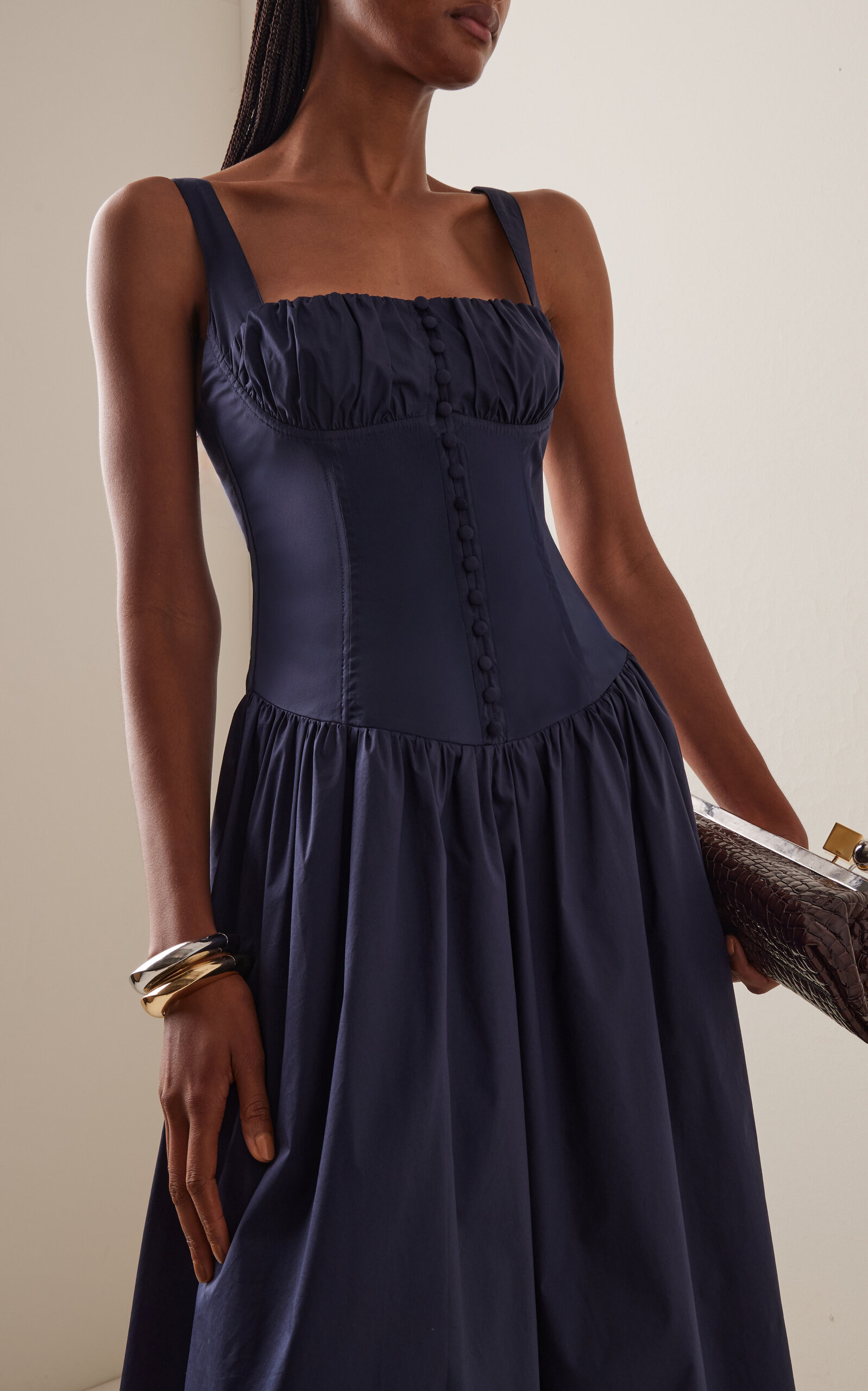 Emmett Corset Poplin Midi Dress navy - 3
