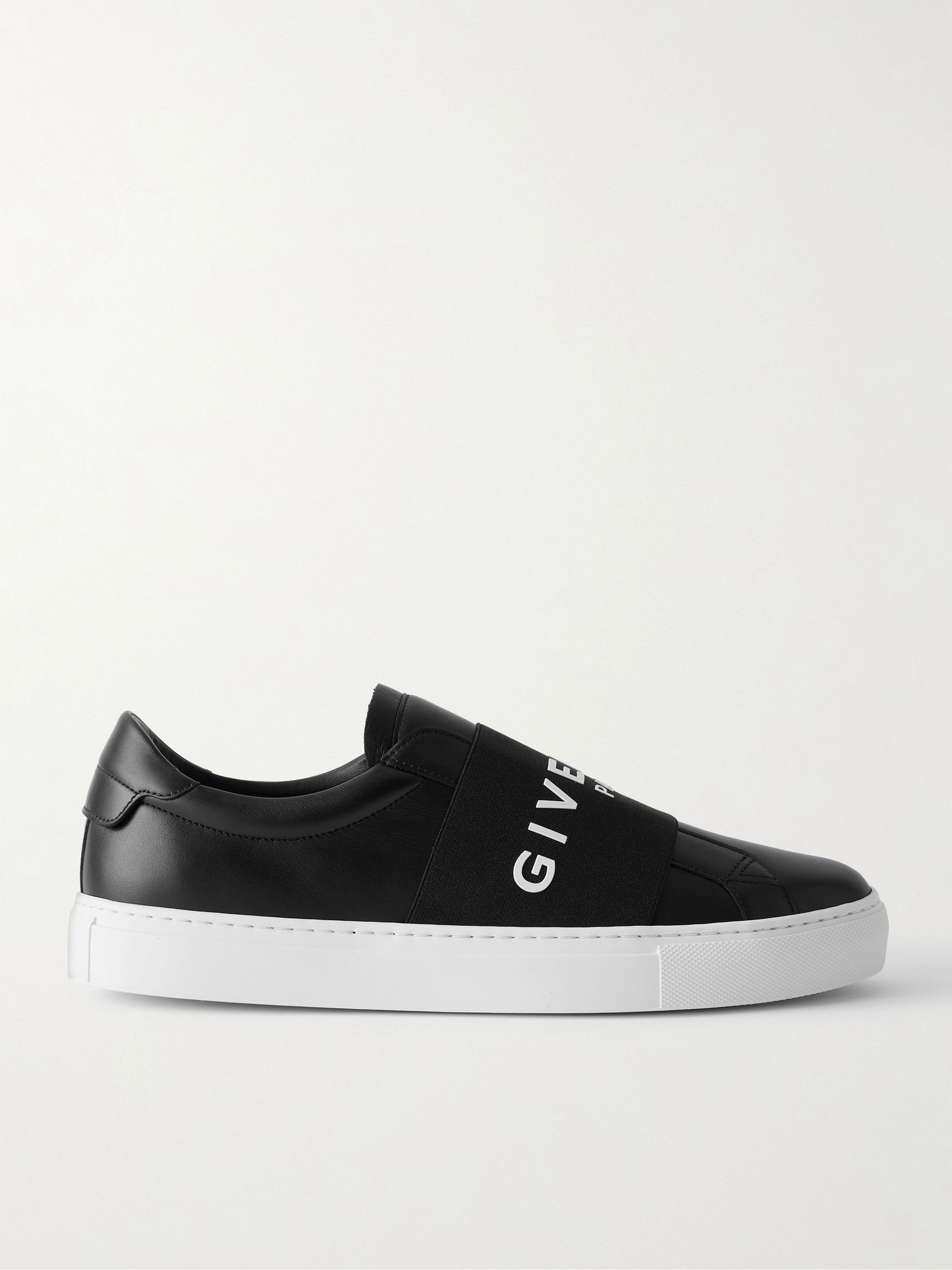 Urban Street Logo-Appliquéd Webbing-Trimmed Leather Slip-On Sneakers Black - 1