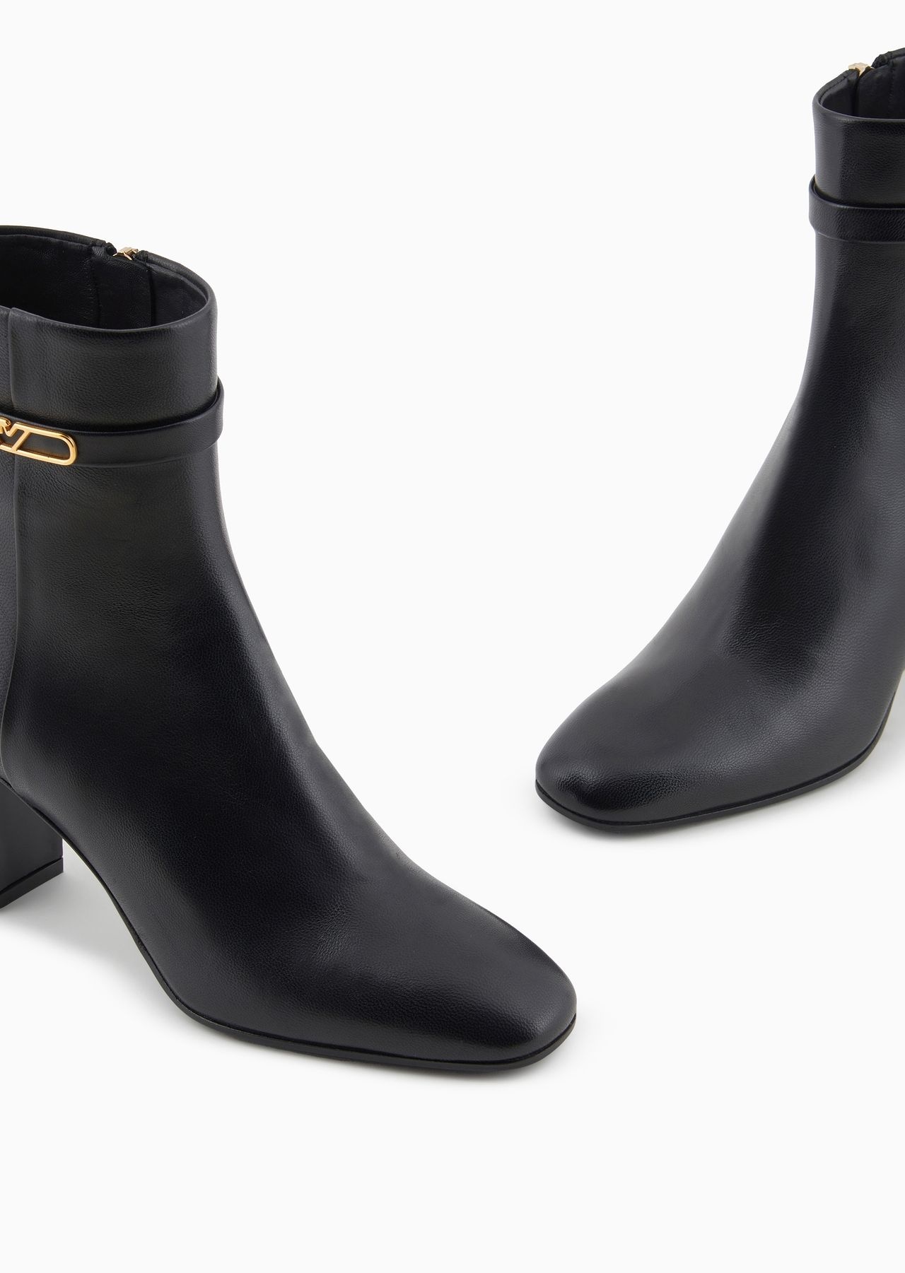 Nappa-leather high-heeled ankle boots with eagle plate - 4