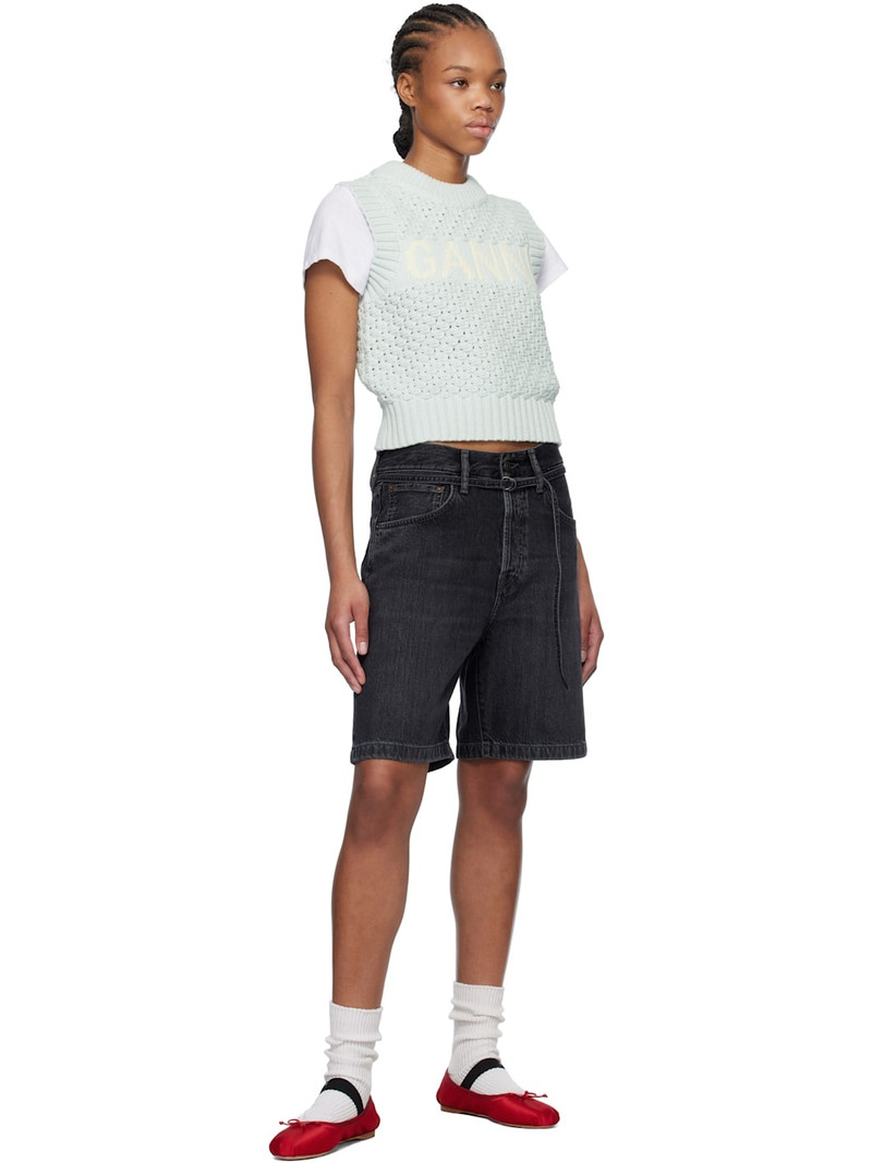 GANNI Blue Textured Cotton Vest outlook