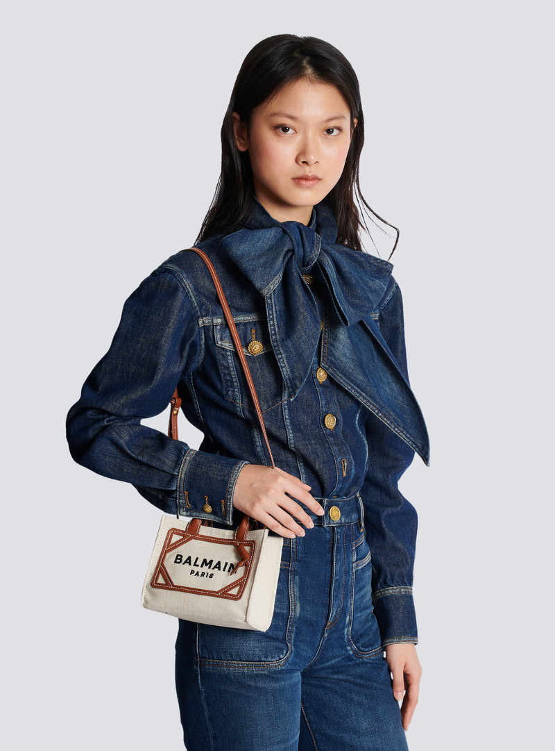 B-Army mini canvas shopping bag with leather inserts 8