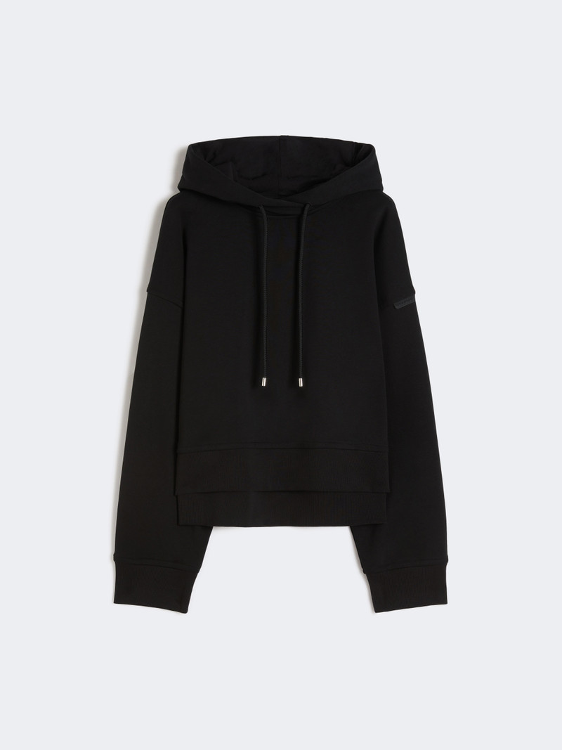 SLOGAN Stretch-cotton hooded sweatshirt - BLACK 1