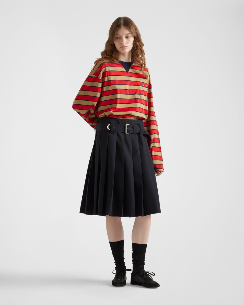 Prada Long-sleeved striped lisle cotton T-shirt outlook