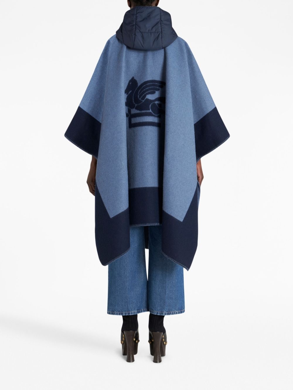 Pegaso-jacquard fine-knit cape - 3