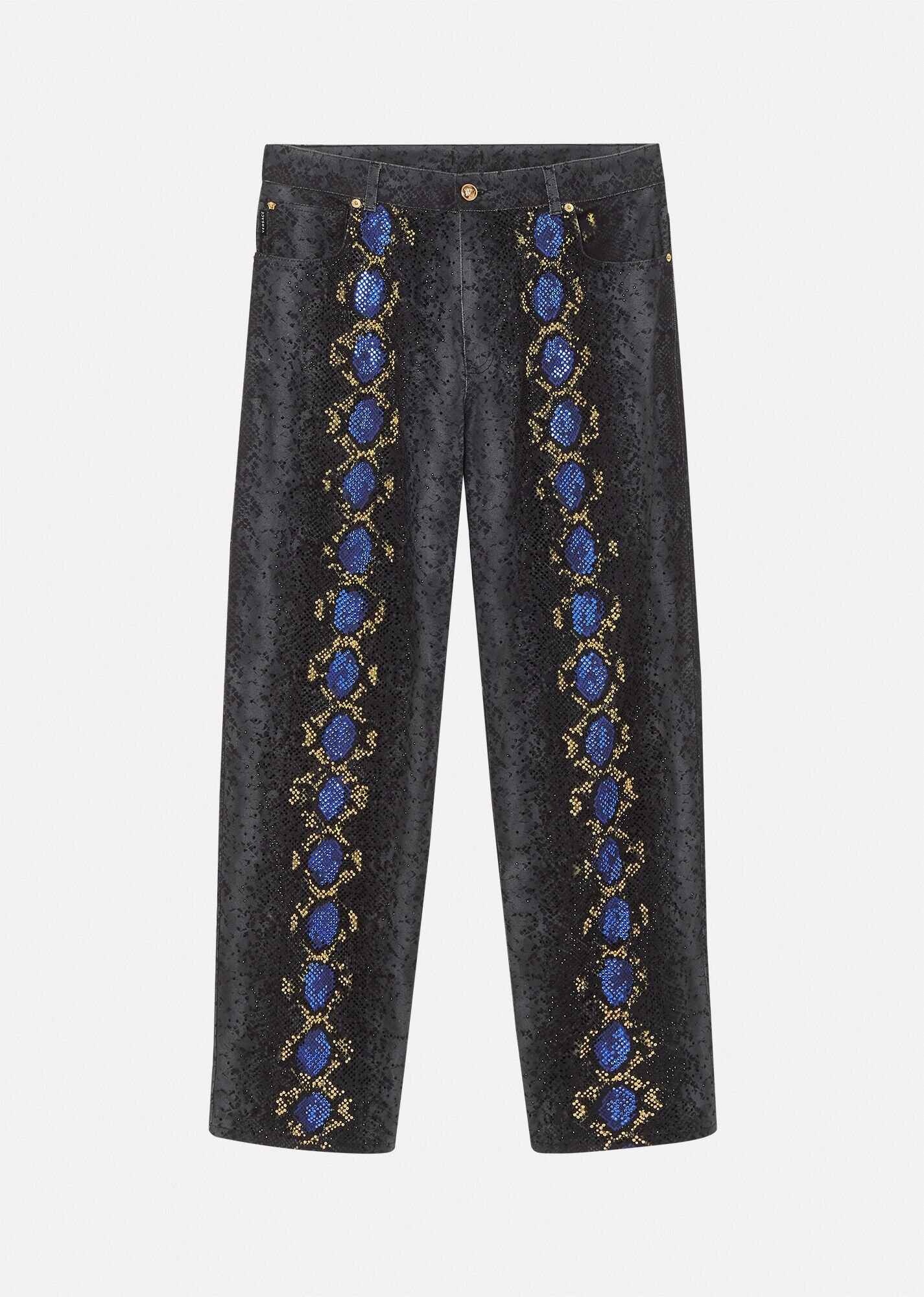 Python Print Studded Jeans - 6
