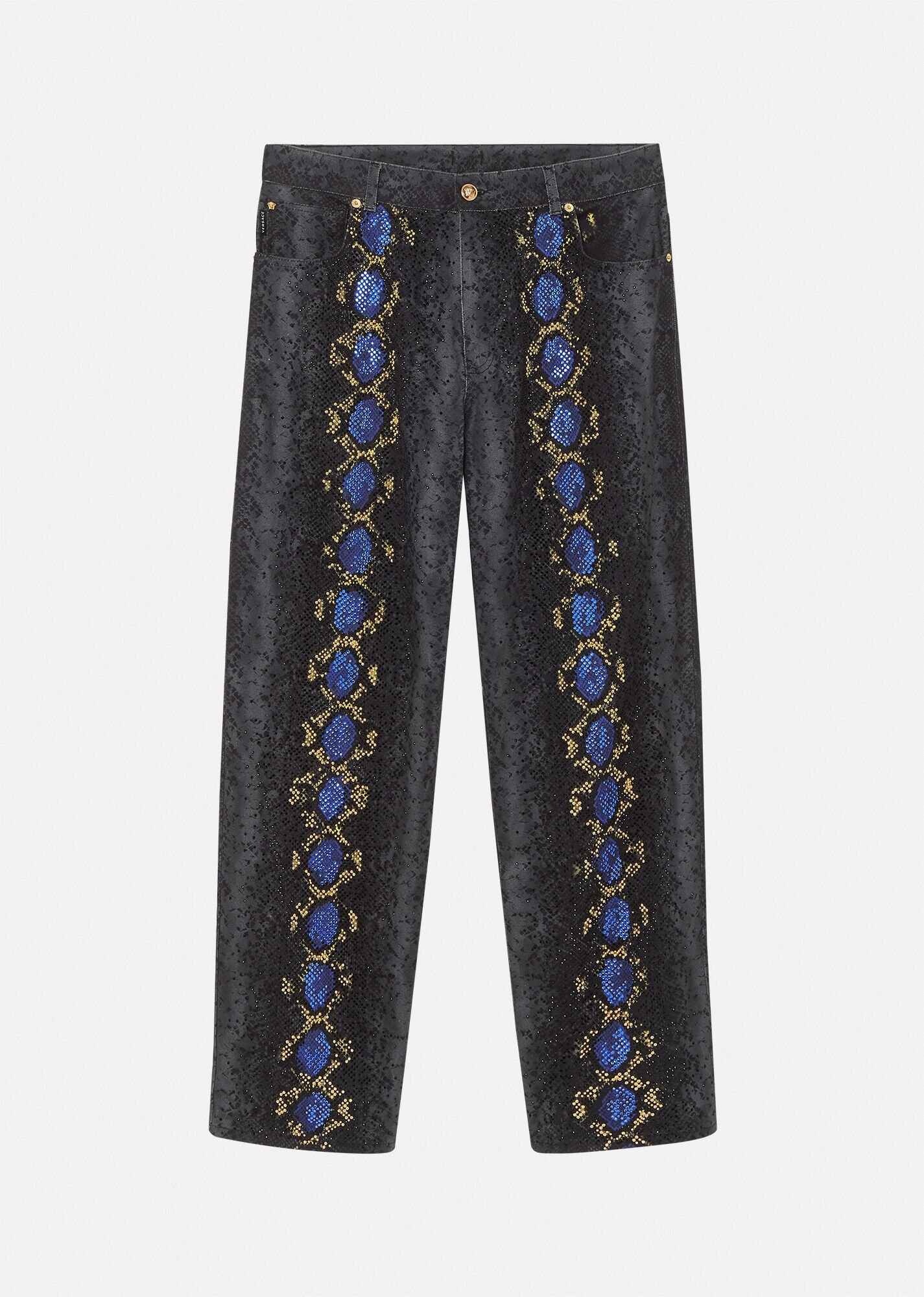 Python Print Studded Jeans - 6