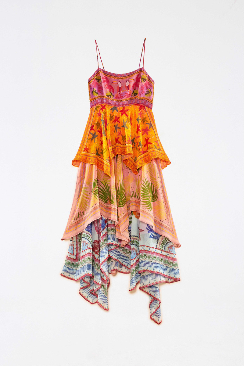 Mixed Scarves Layered Midi Dress 7