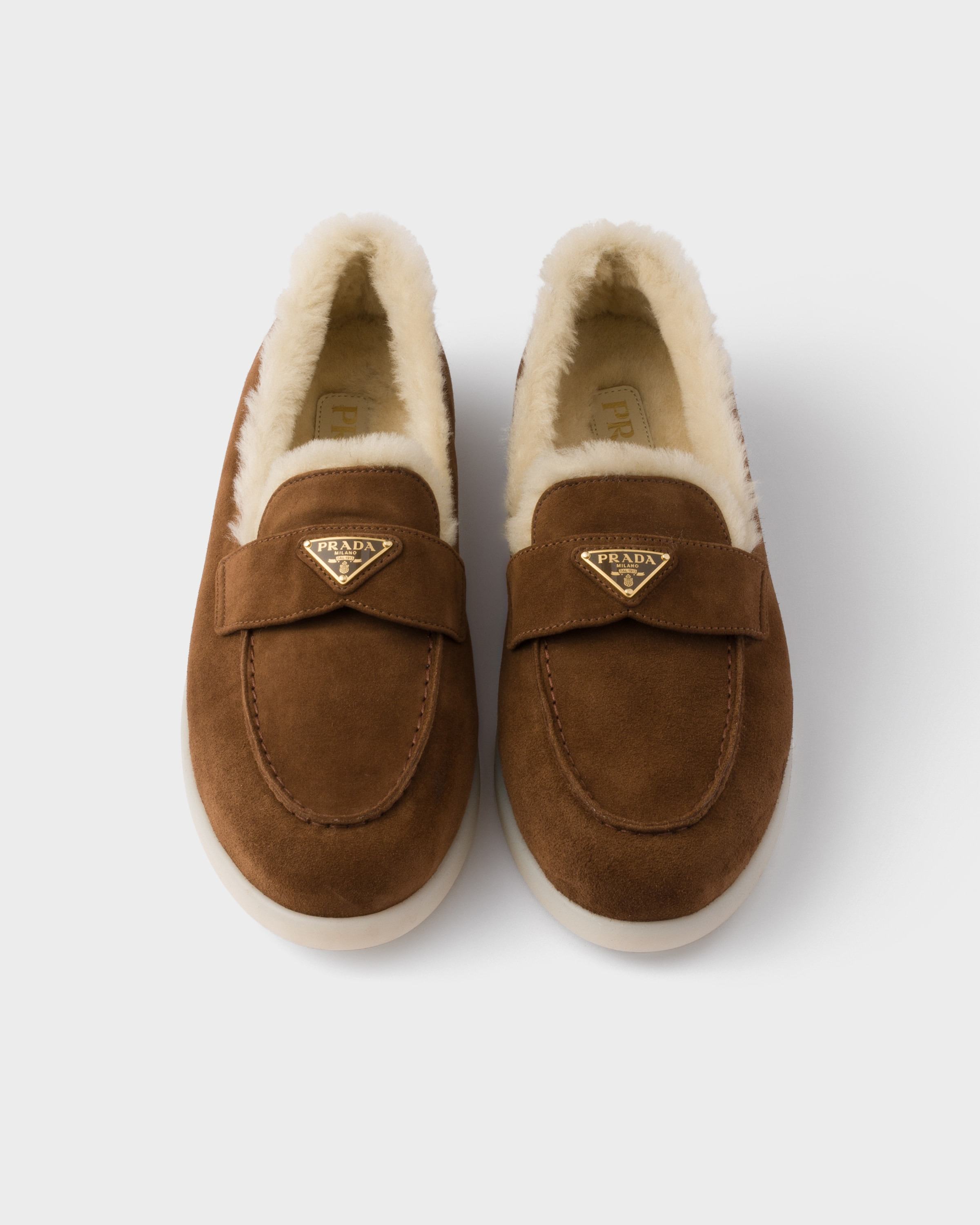 Suede and shearling loafers - 3