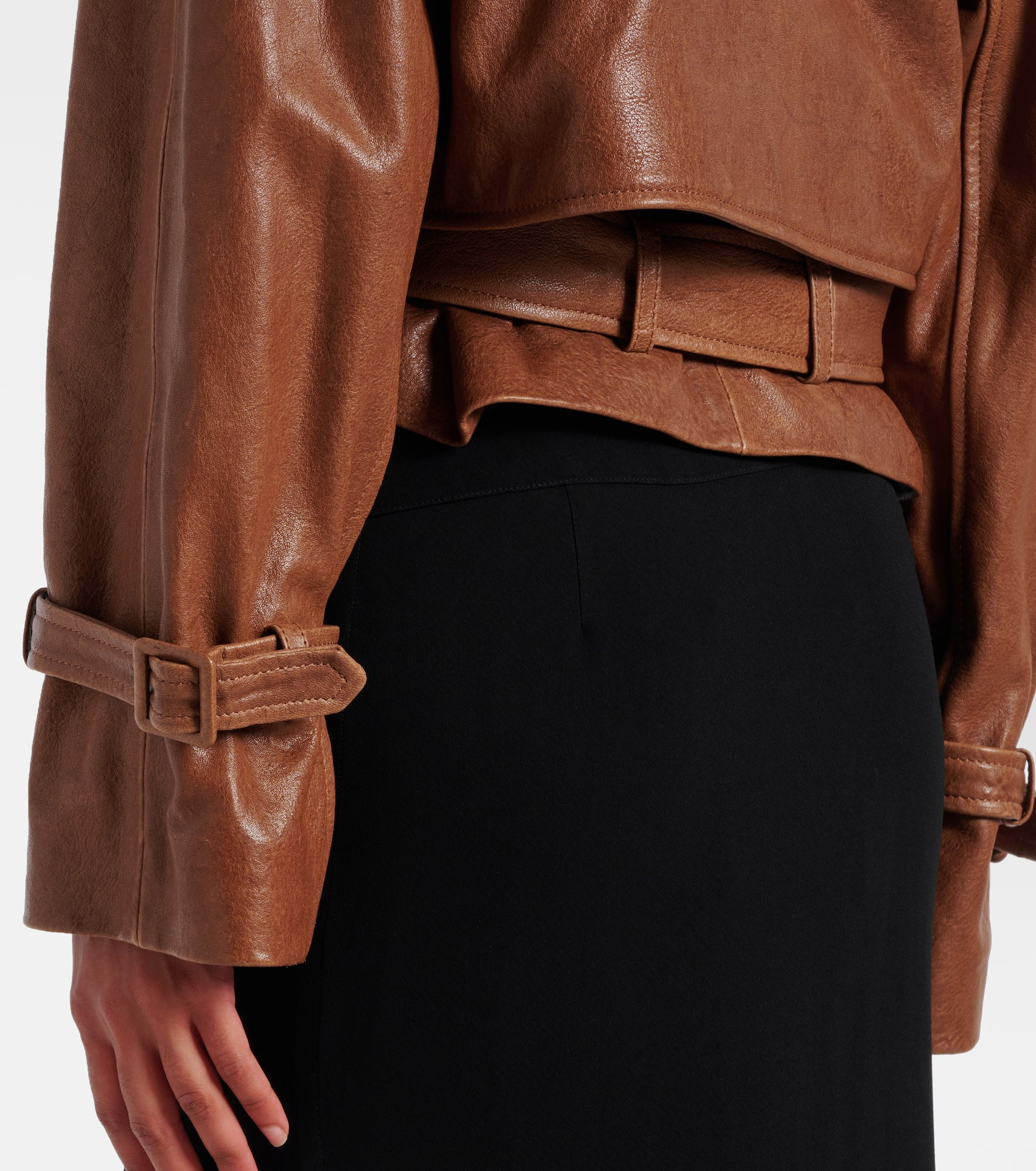 Hatti cropped leather biker jacket - 5