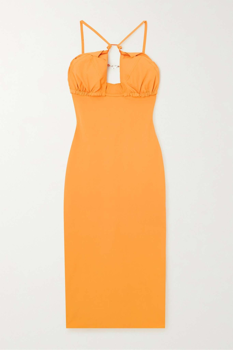 Bikini cutout stretch-twill halterneck midi dress - 1