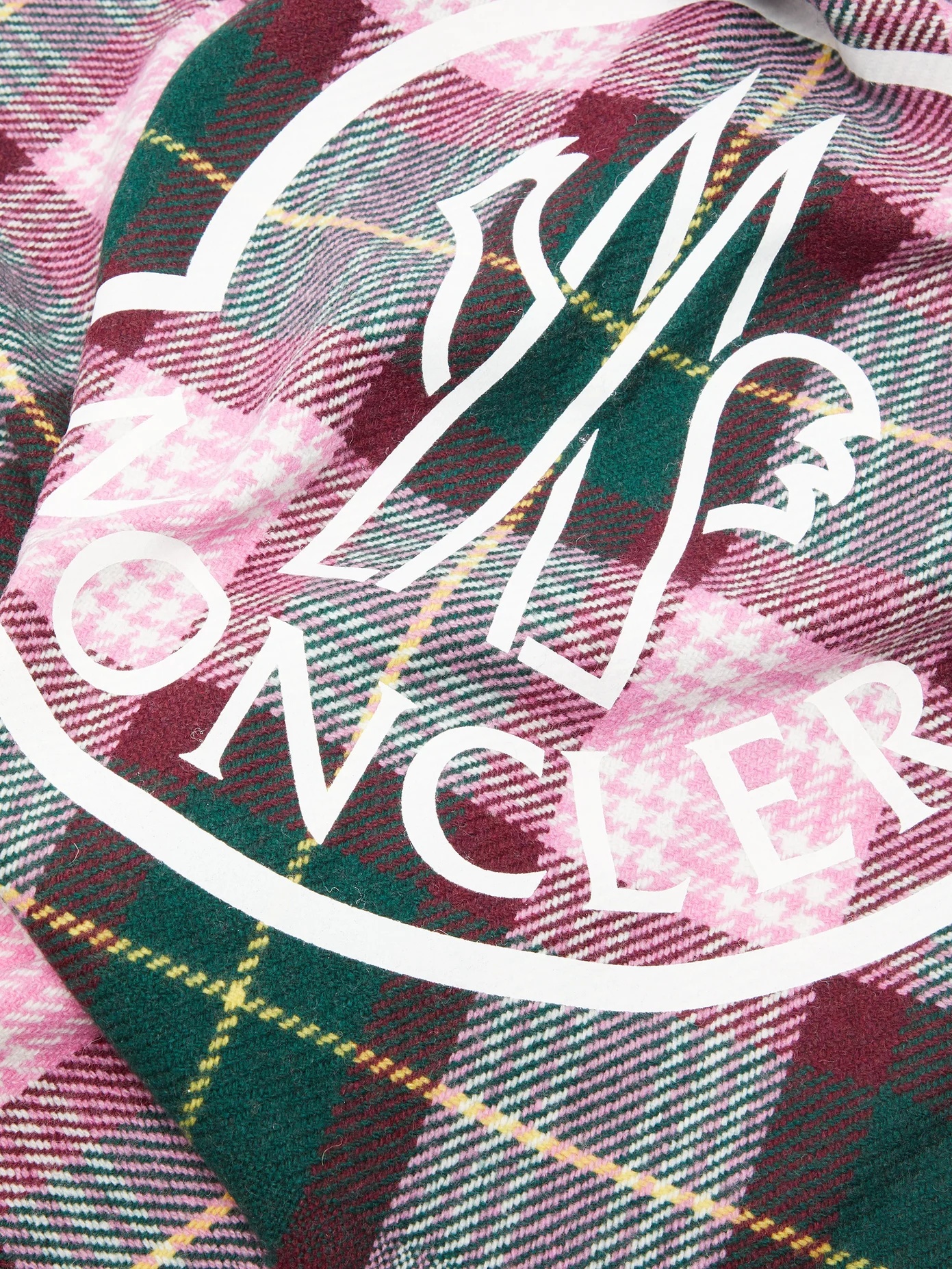 Logo-print checked wool-blend scarf - 5