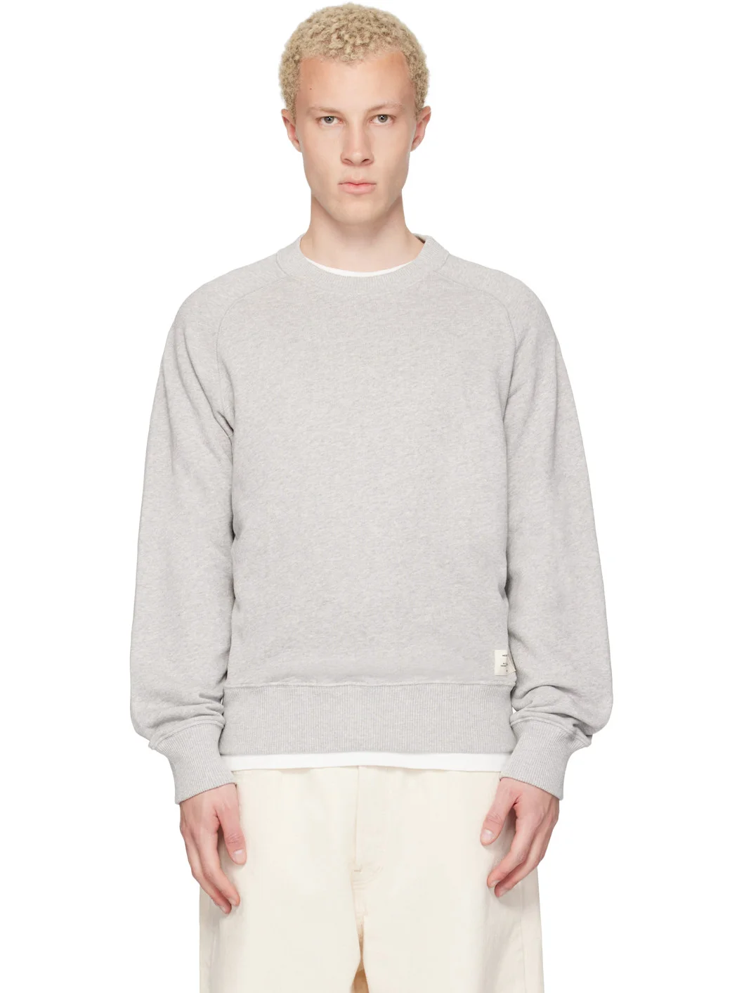 Gray Retro Fleece Raglan Cotton Sweatshirt - 1