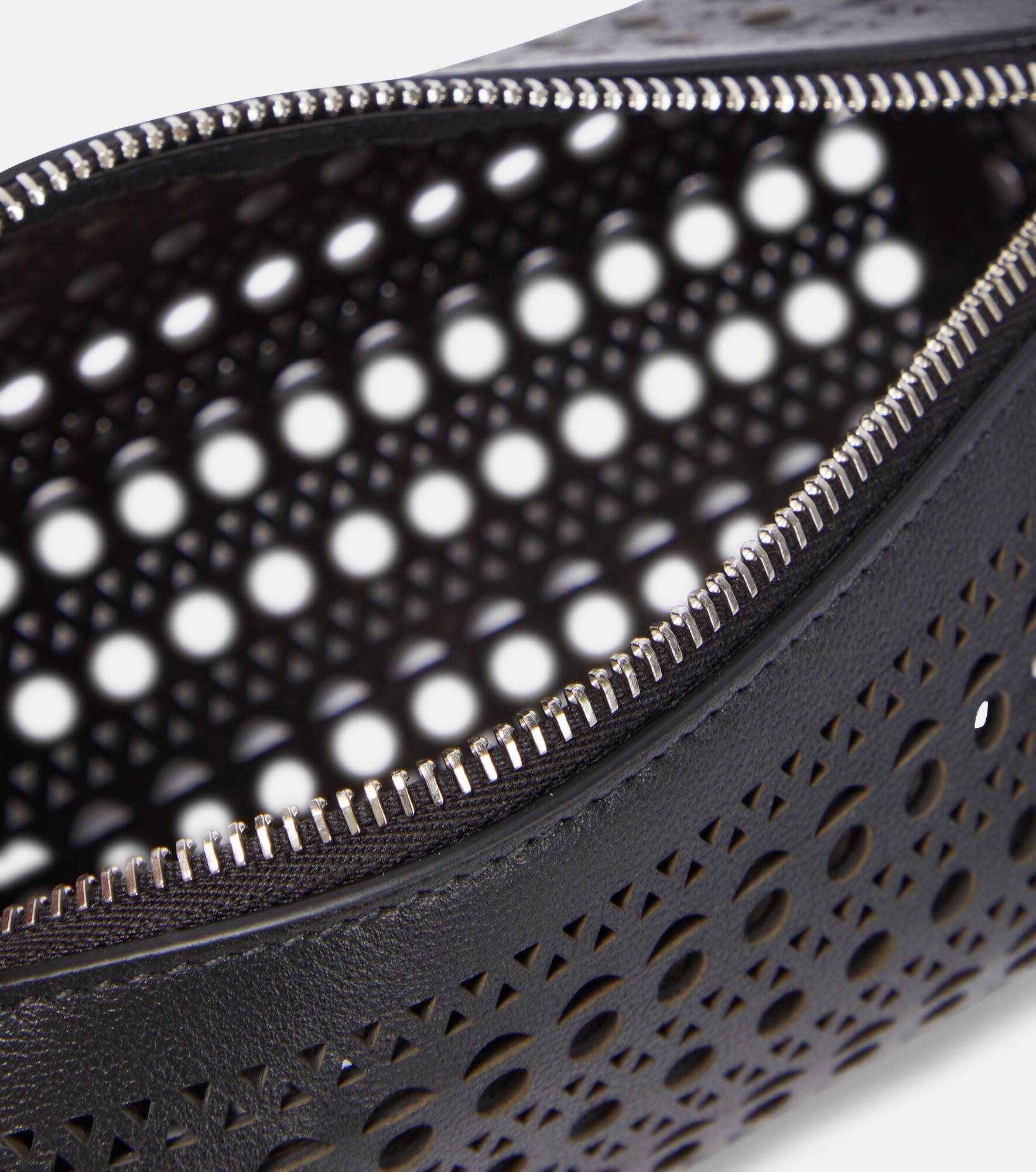 Tube perforated leather shoulder bag - 3