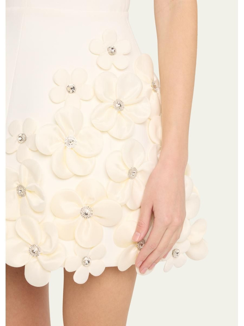 Estelle Deep V-Neck Floral Applique Mini Dress 5