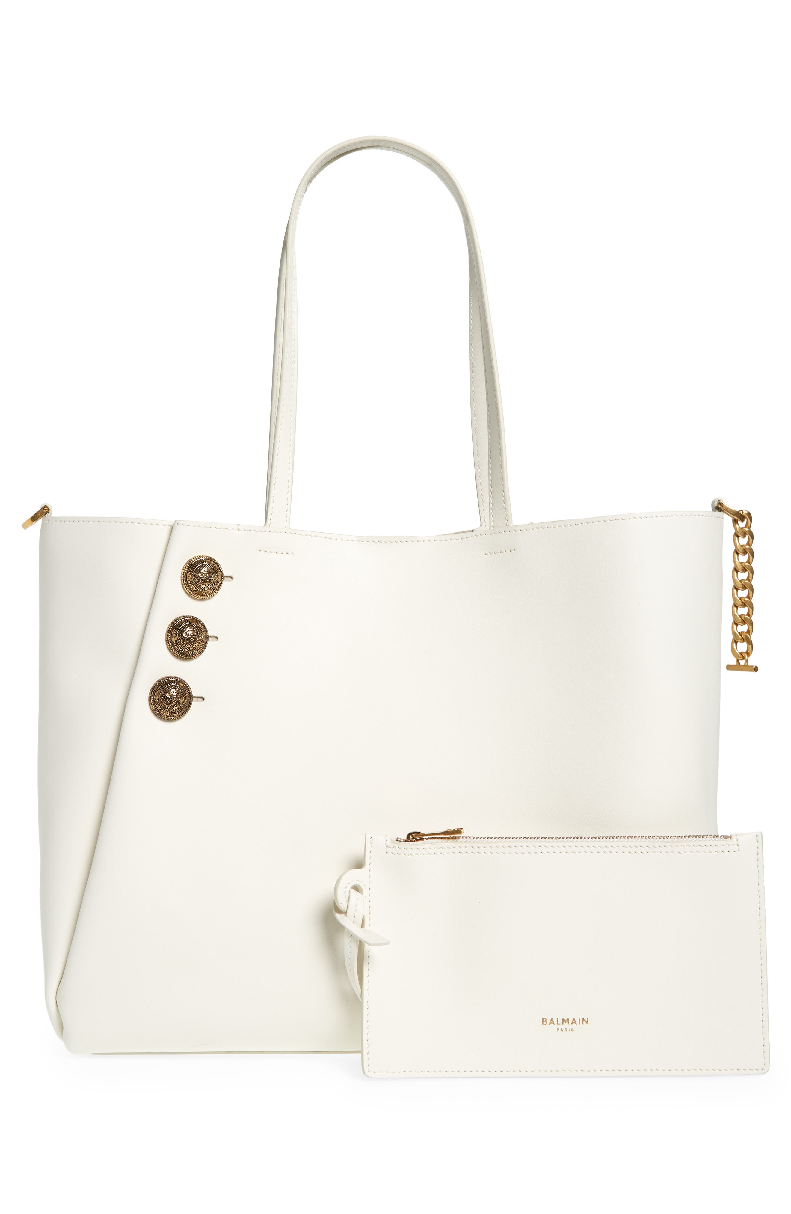 Emblem Crest Button Calfskin Shopper - 4
