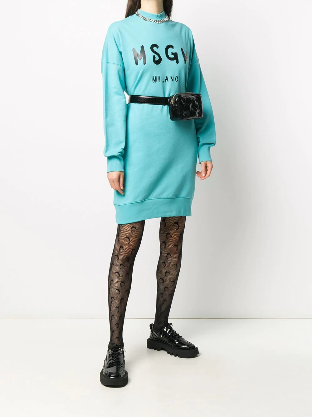 logo print sweater dress - 2