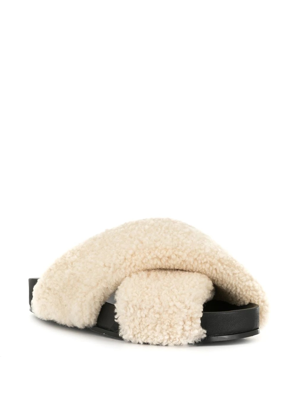 crossover-strap shearling sandals - 2