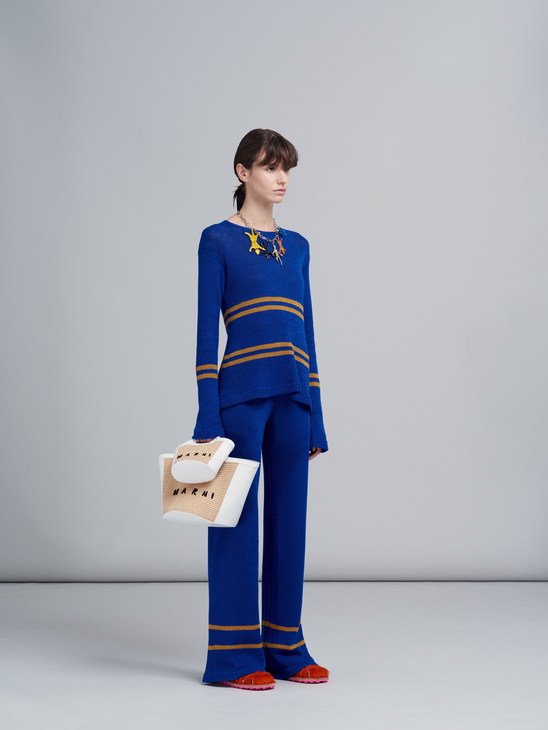STRIPED LINEN KNIT TROUSERS - 5