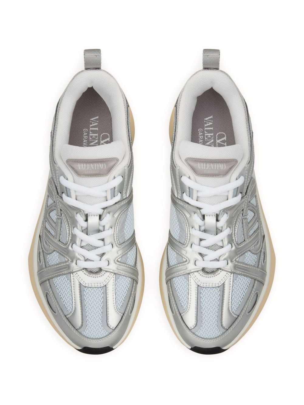 VLogo panelled lace-up sneakers - 4