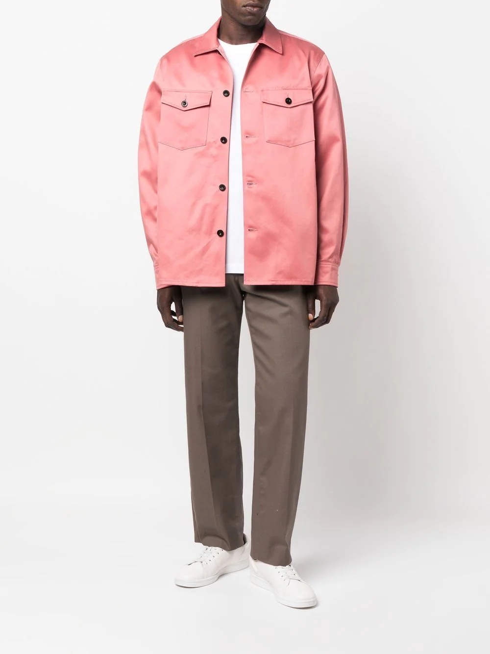 contrast-panel cotton shirt - 2