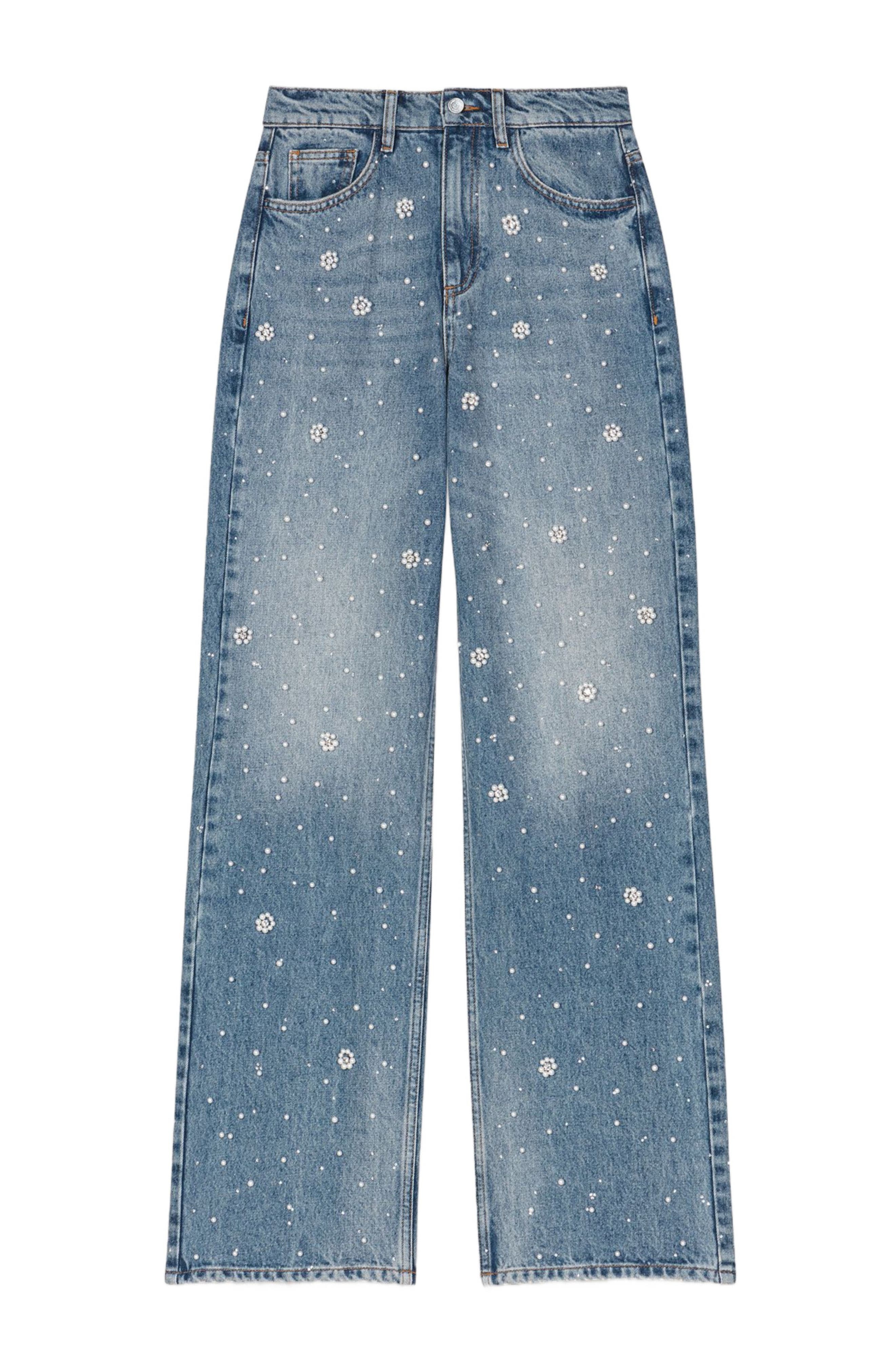 maje Wide-leg embroidered jeans in Blue at Nordstrom - 7