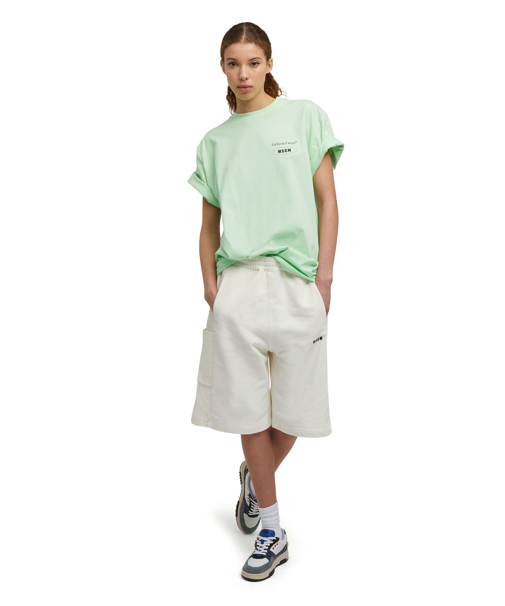 Organic cotton crewneck t-shirt from the MSGM Fantastic Green Capsule - 9