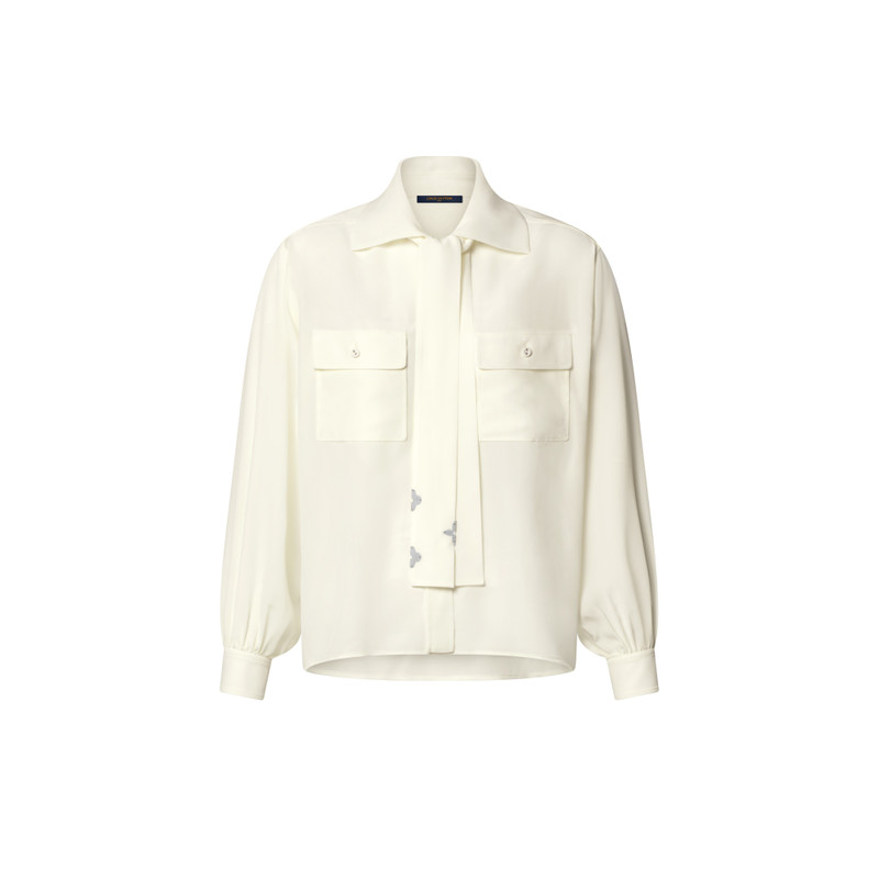 Long-Sleeved  Lavaliere Shirt With Pocket Detail 1