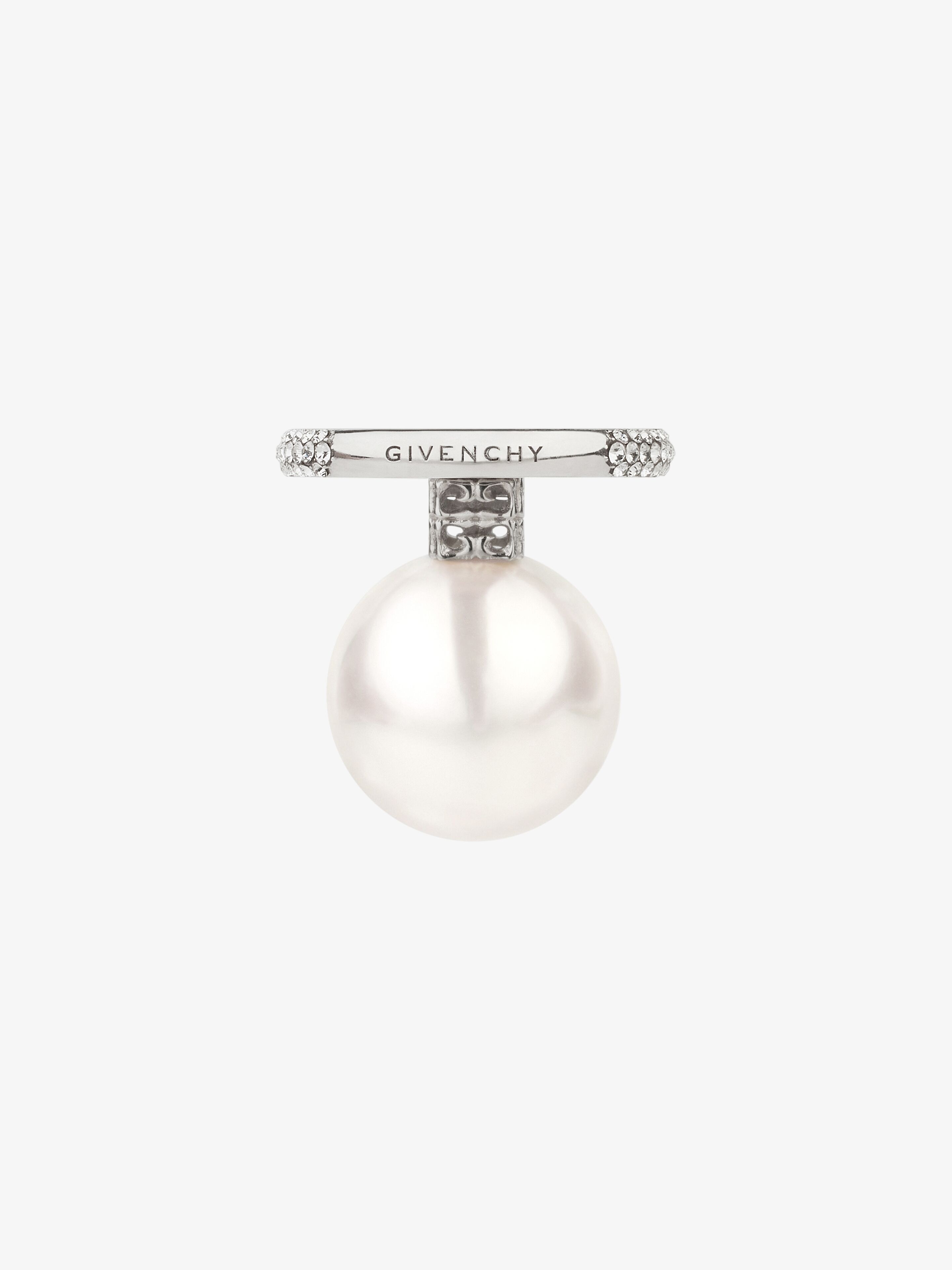 PEARL RING IN METAL WITH CRYSTALS - 2