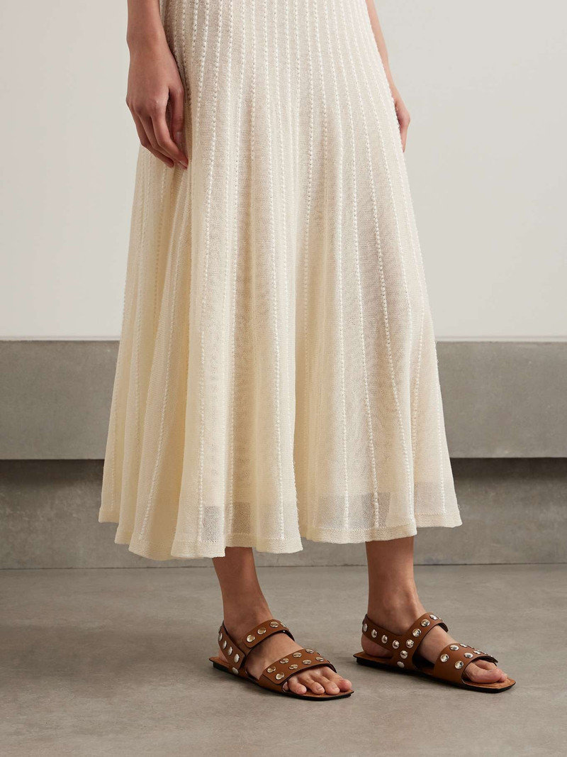 KHAITE Boden studded leather sandals Tan outlook