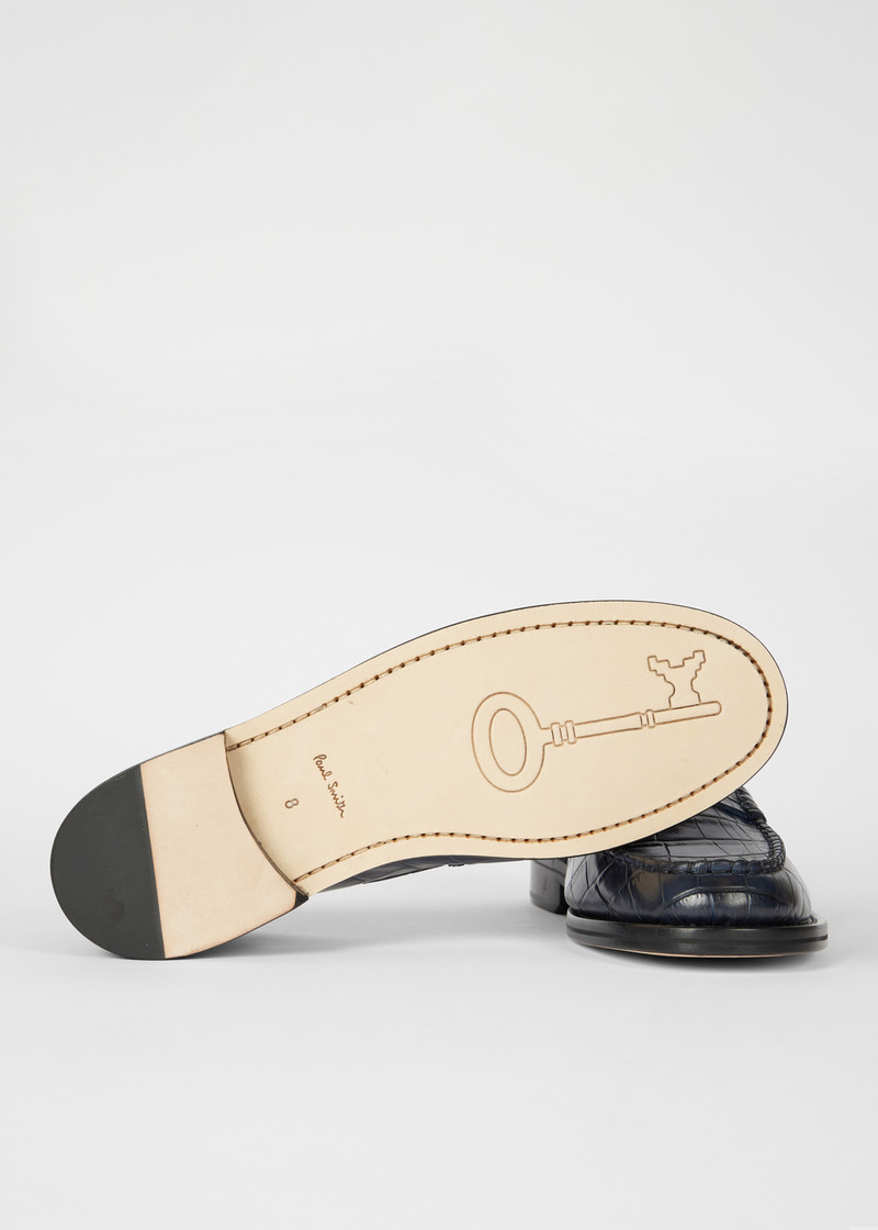 Paul Smith Navy Croc-Emboss 'Rialto' Loafers outlook