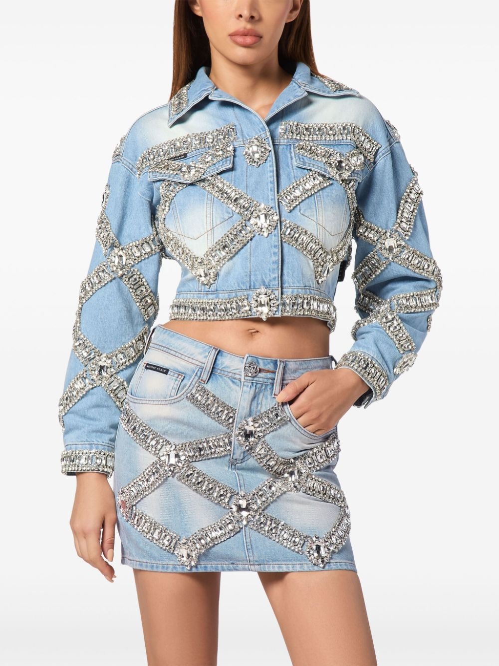 cropped brooch jacket - 3