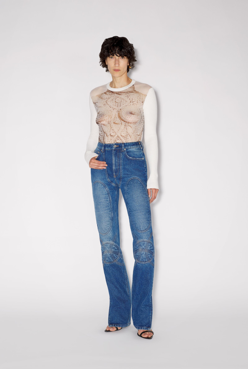 THE BLUE LACE-UP DENIM JEANS - 1