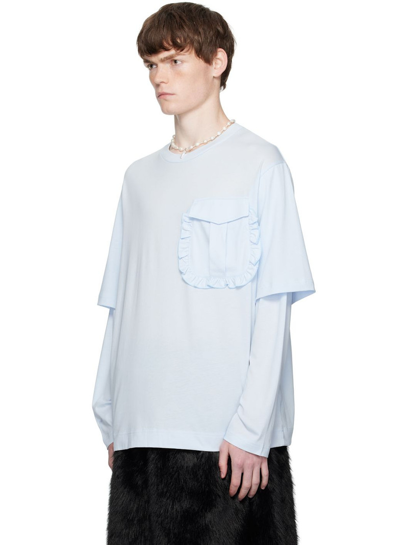 Simone Rocha Blue Layered Ruffle Pocket Long Sleeve T-shirt outlook