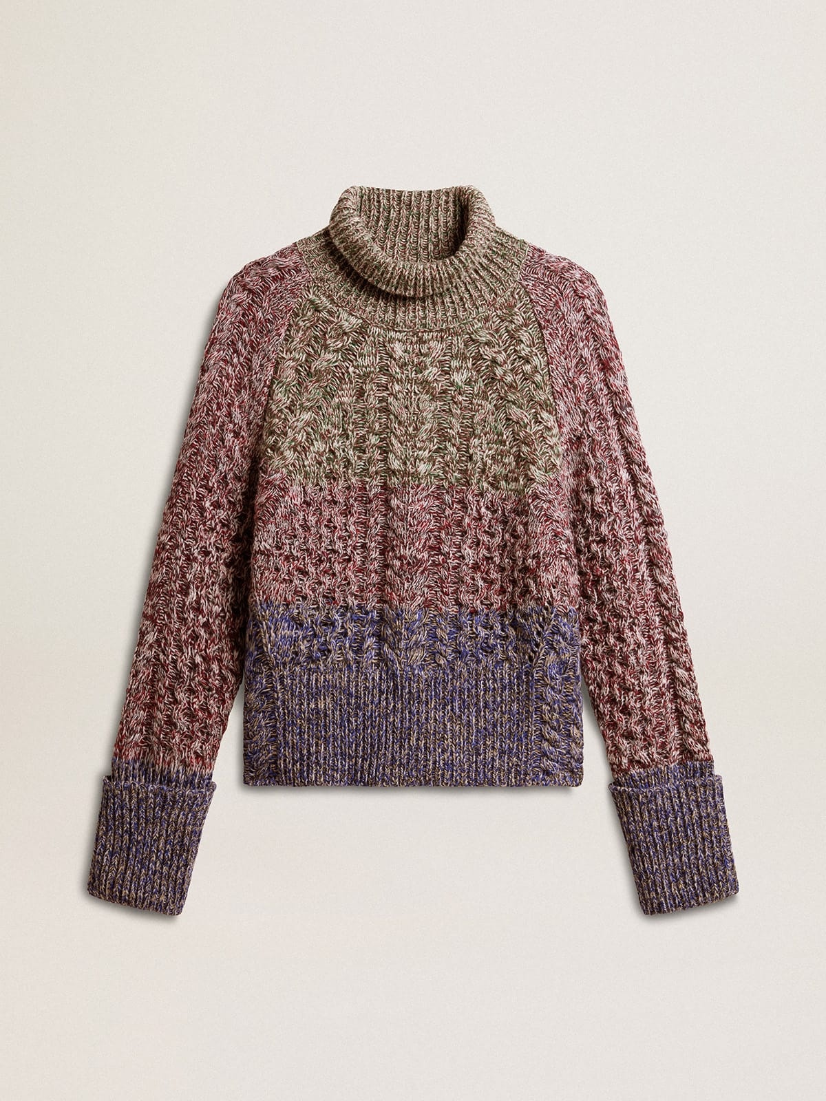 Women's multicolored high neck sweater with mouliné yarn - 1