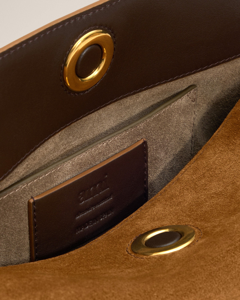 BROWN SUEDE LEATHER CARROUSEL BAG 7