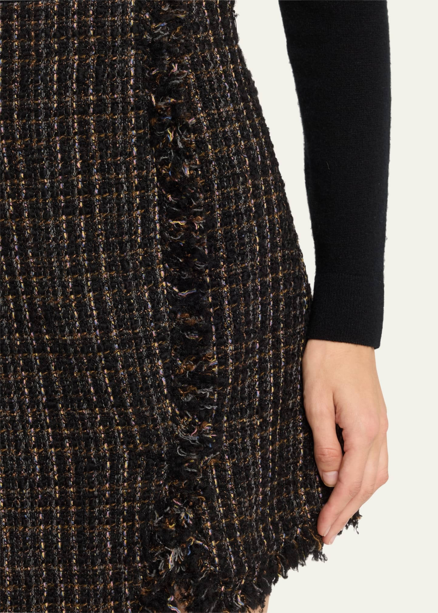 Tweed Asymmetric Mini Skirt - 5