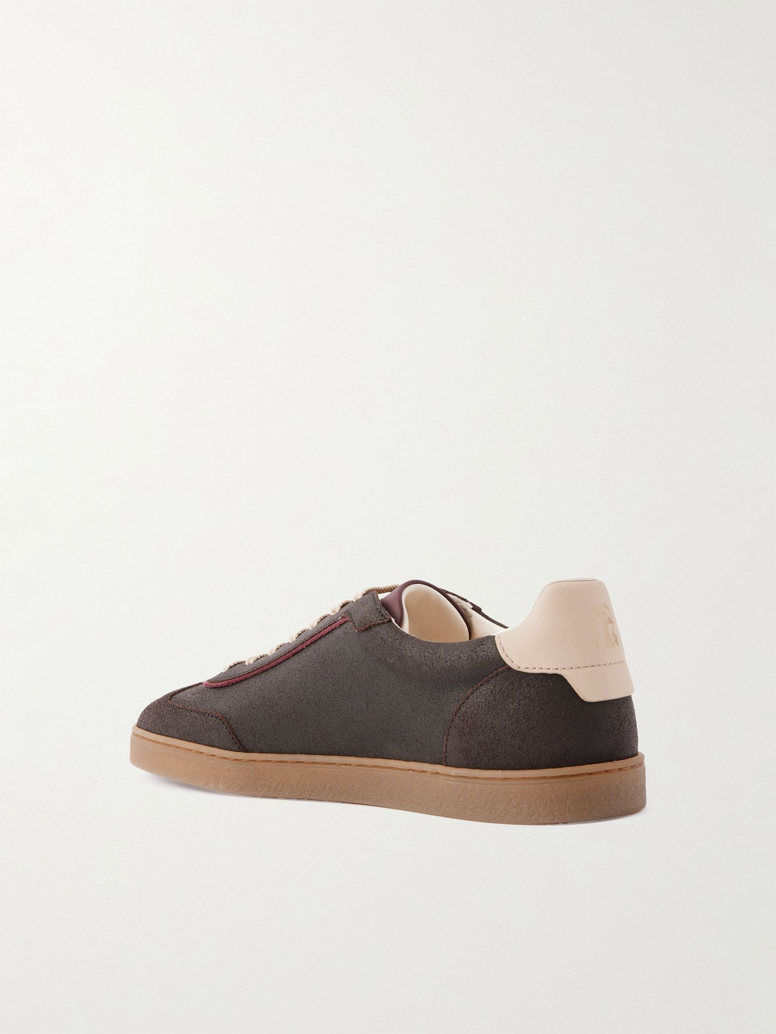Coda di Rondine Leather-Trimmed Waxed-Suede Sneakers Dark brown - 4