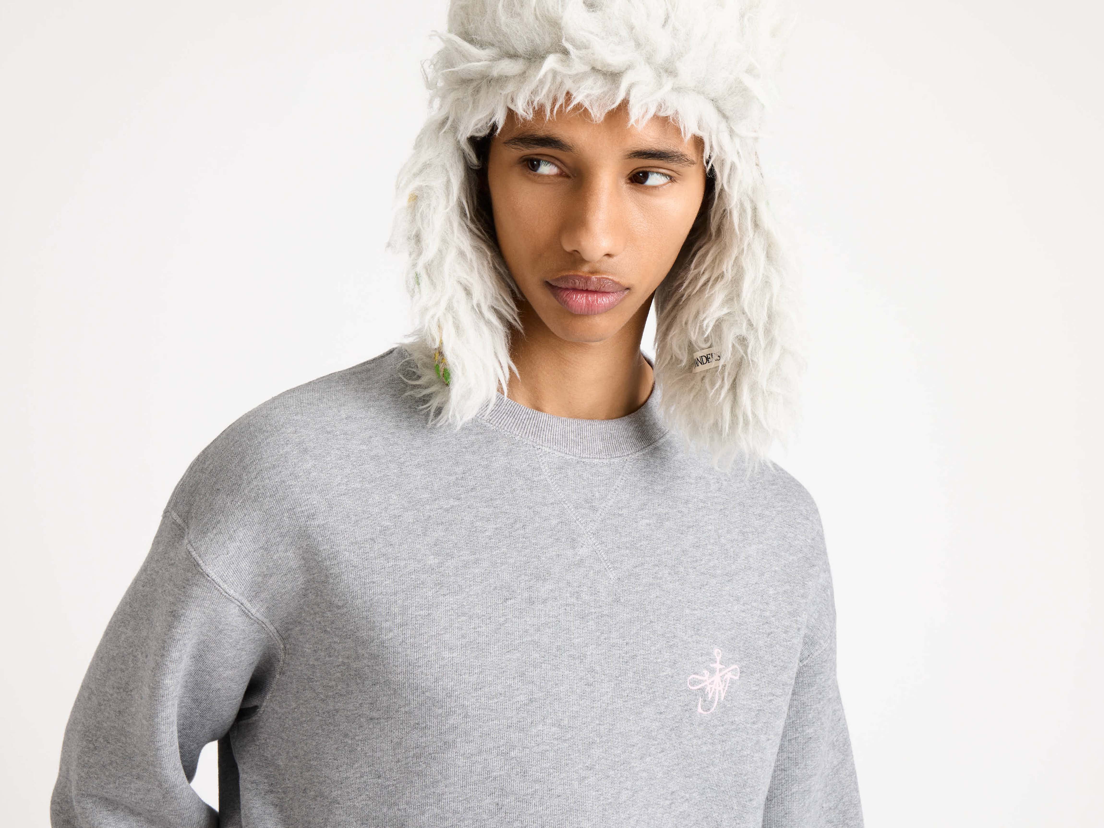 RIBBON ANCHOR SWEATSHIRT IN MID GREY MELANGE - 5