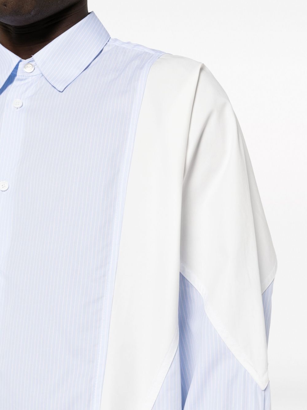 panelled striped organic cotton shirt - 5