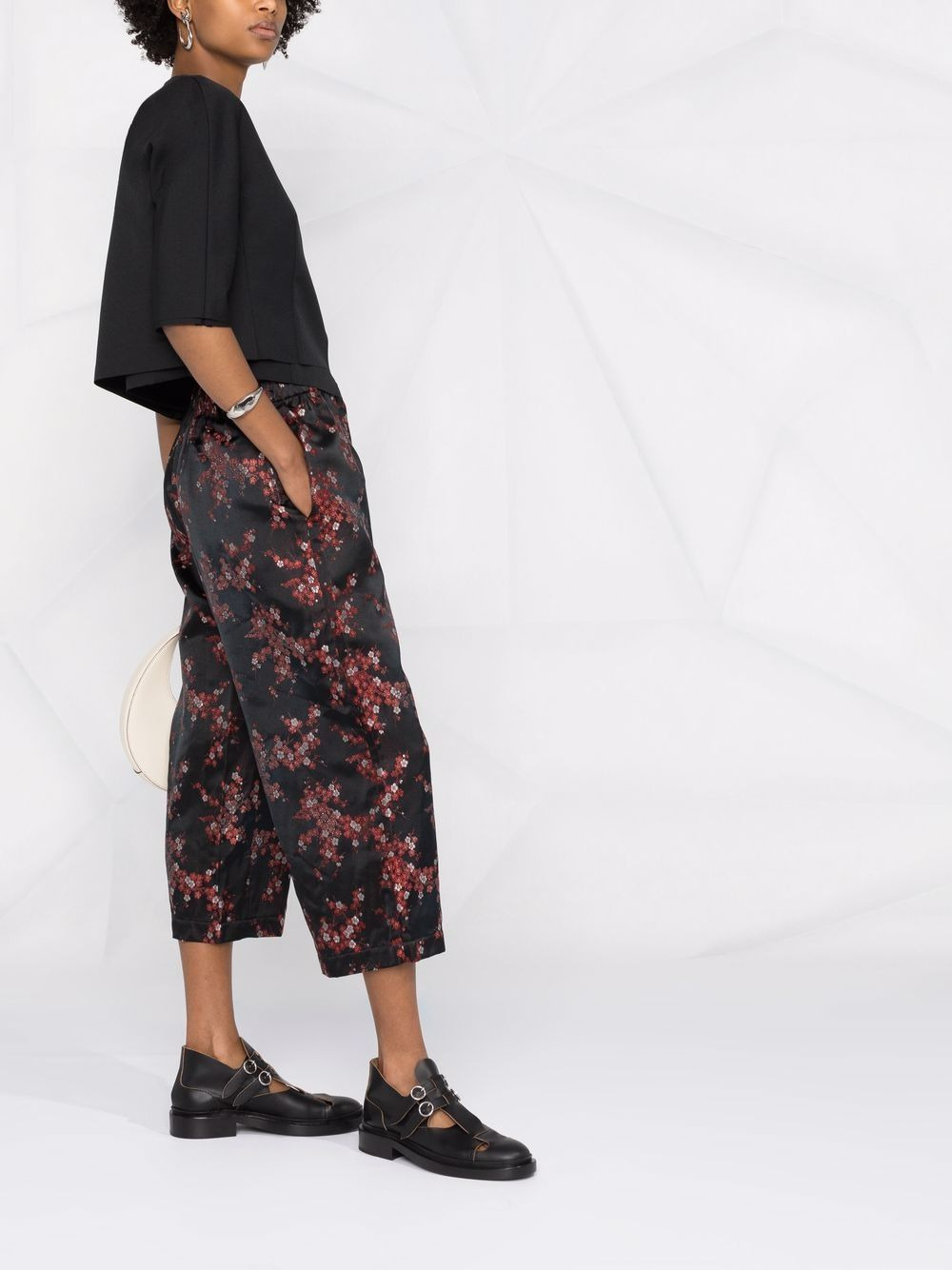 floral-print cropped trousers - 6