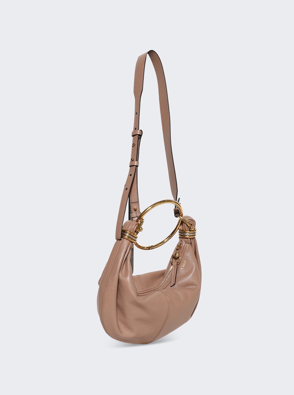 Small Bracelet Hobo Bag In Grained Leather Woodrose - 4