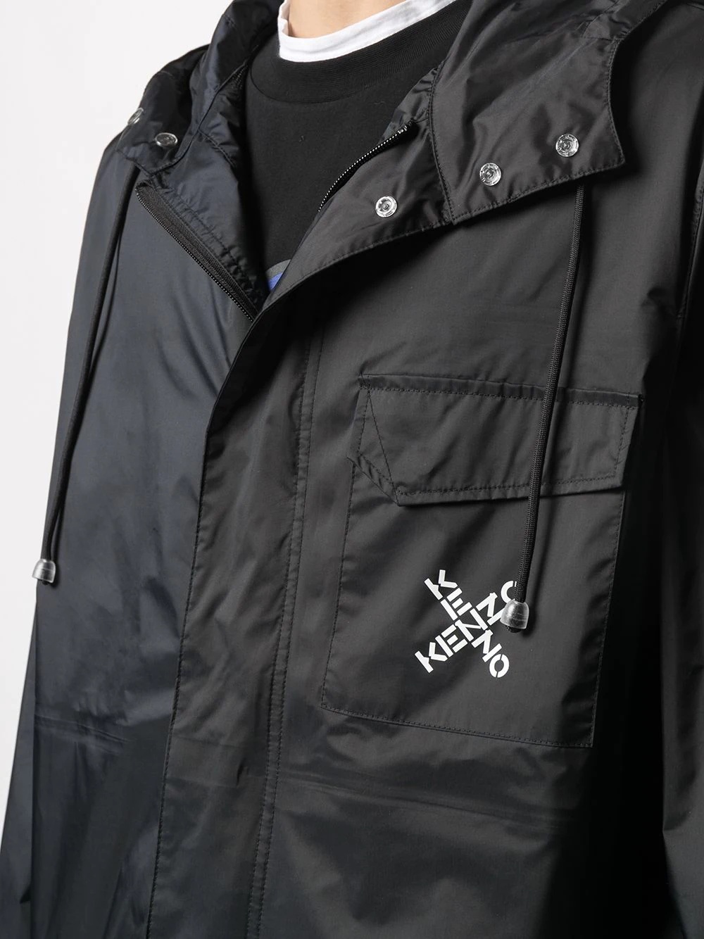 logo-print hooded rain jacket - 5