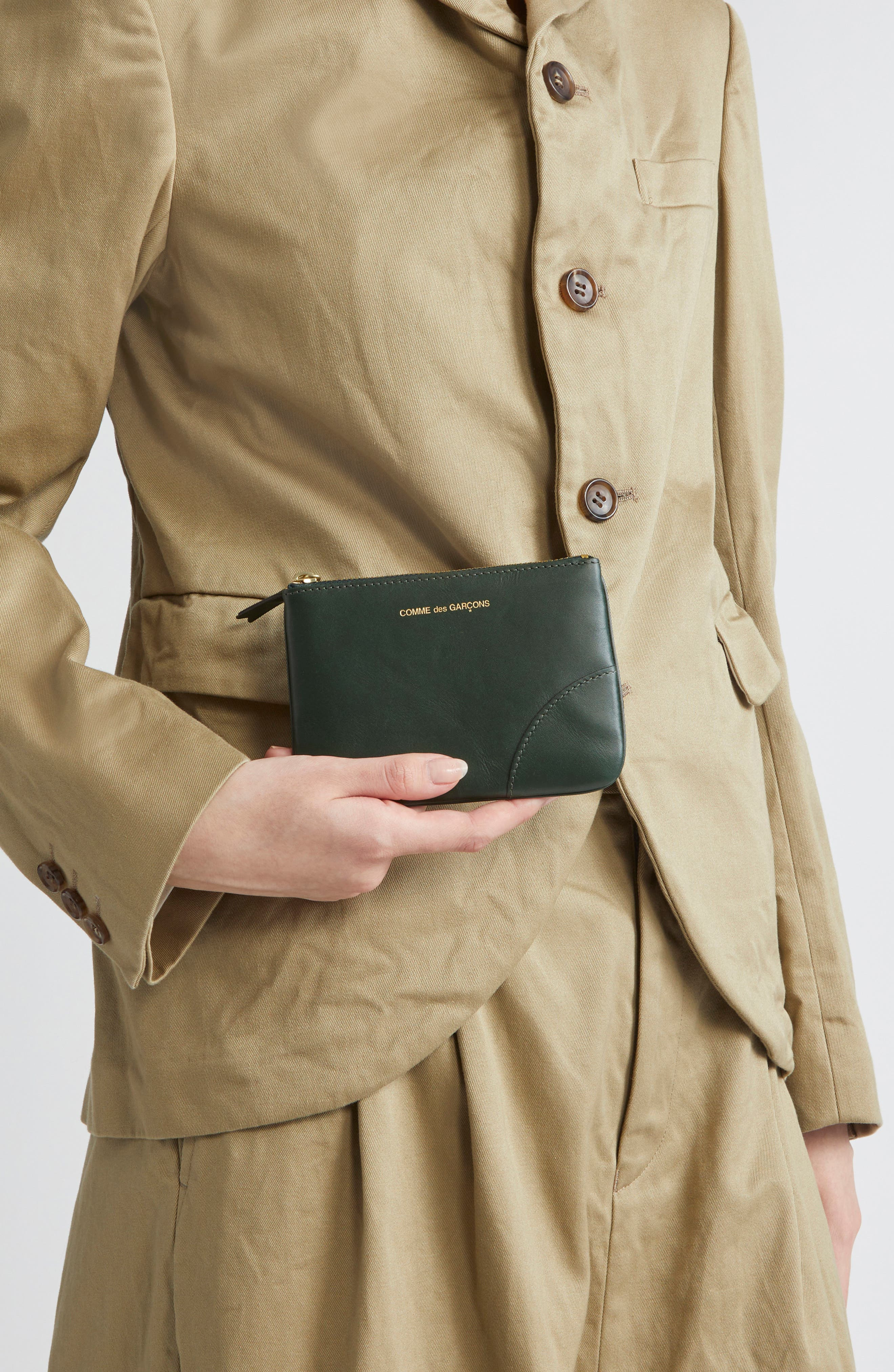 Comme des Garçons Wallets Small Classic Leather Zip-Up Pouch in Bottle Green at Nordstrom - 3